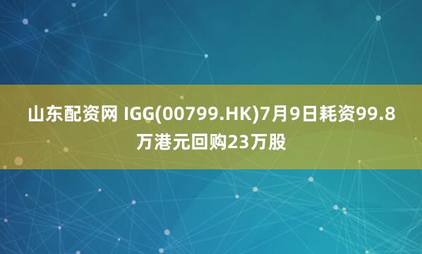山东配资网 IGG(00799.HK)7月9日耗资99.8万港元回购23万股