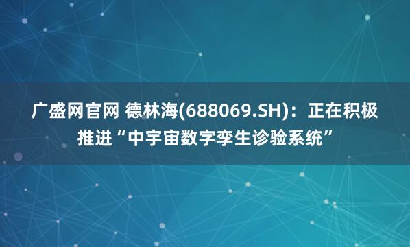 广盛网官网 德林海(688069.SH)：正在积极推进“中宇宙数字孪生诊验系统”